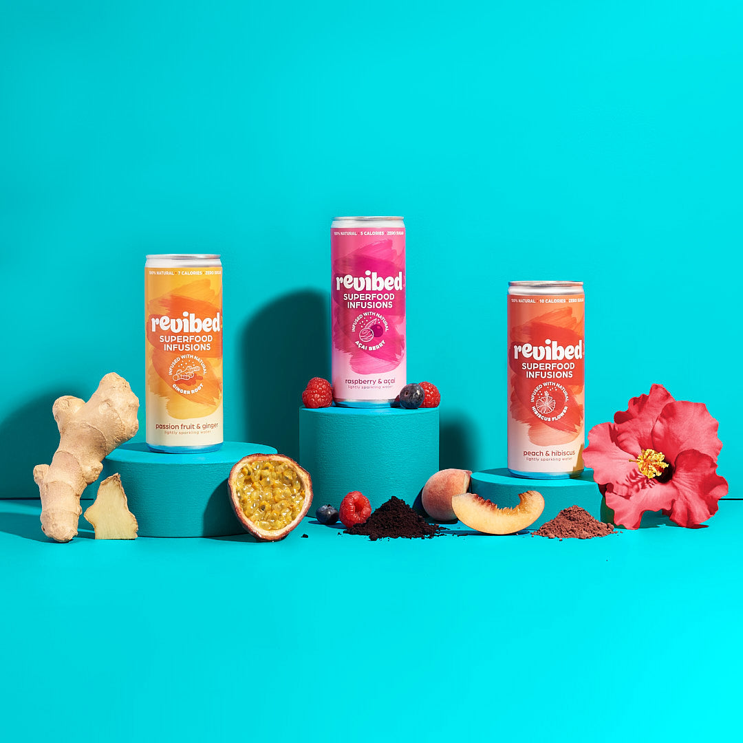 Premixed Superfood Infusions, zero sugar and low calories Revibed Drinks